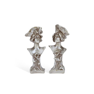 Lot 1045 - A PAIR OF WHITE METAL BUSTS