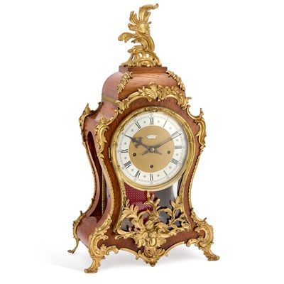 Lot 974 - A LARGE VICTORIAN GILT-METAL MOUNTED OAK MANTEL CLOCK