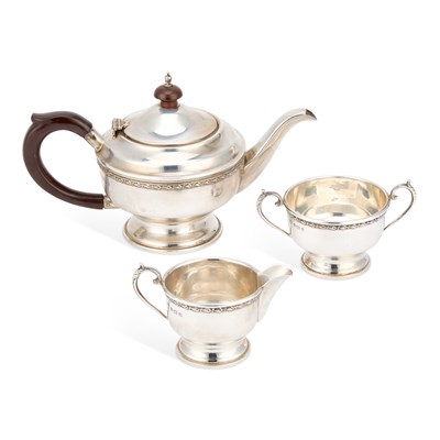 Lot 355 - A GEORGE V SILVER THREE-PIECE TEA SERVICE
