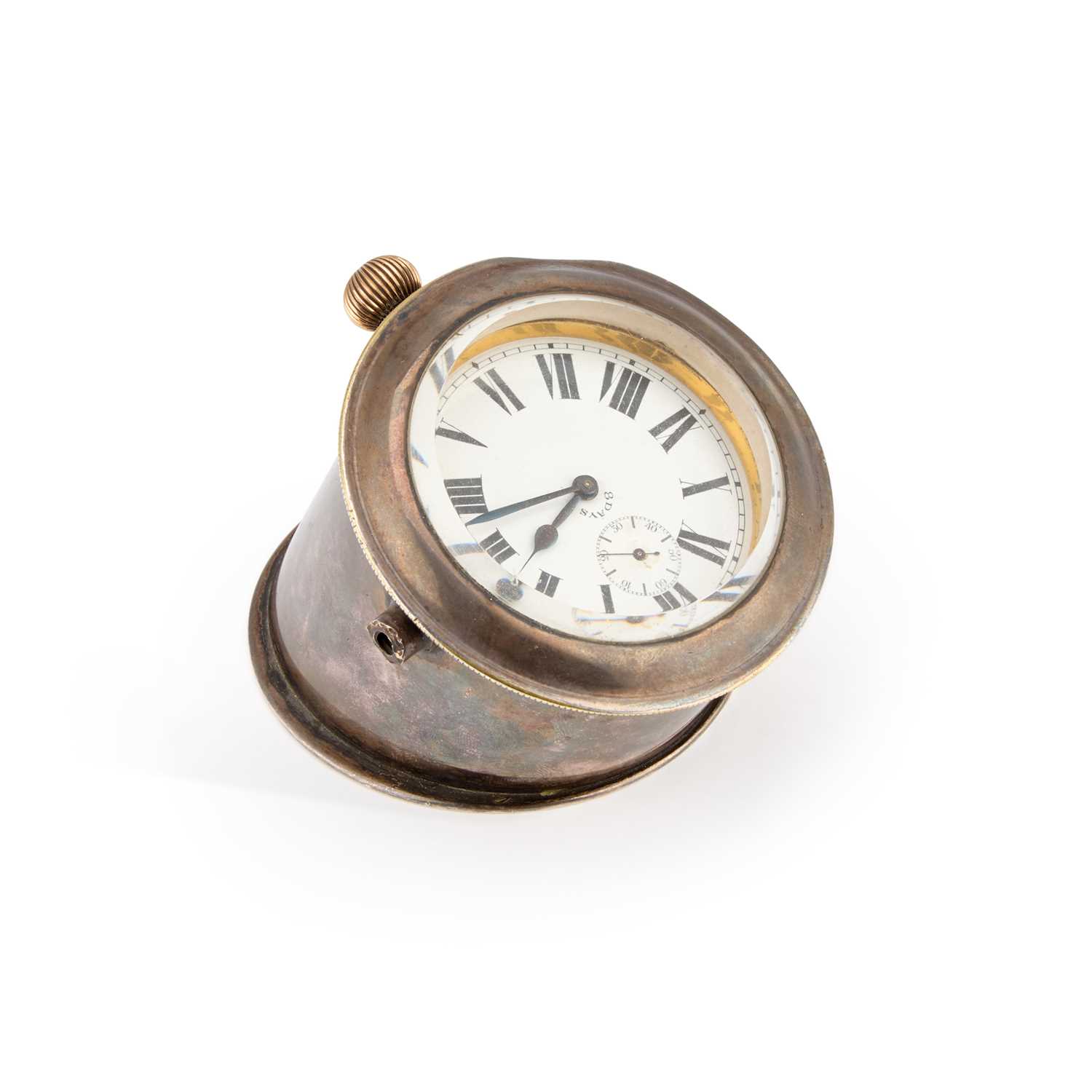 Lot 1164 - AN 8-DAY DASHBOARD CLOCK AND MOUNT