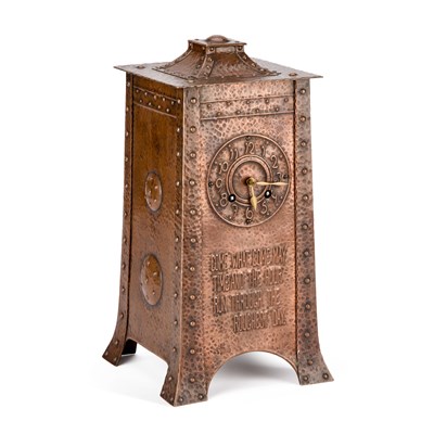 Lot 298 - AN ARTS AND CRAFTS COPPER CLOCK