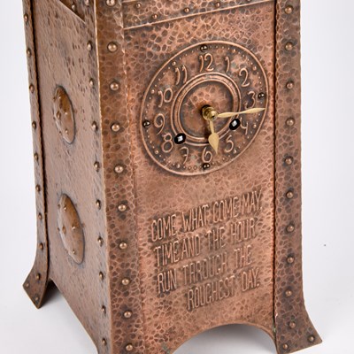 Lot 298 - AN ARTS AND CRAFTS COPPER CLOCK
