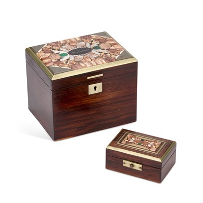 Lot 1098 - TWO MARBLE SOUVENIR BOXES, C.1900