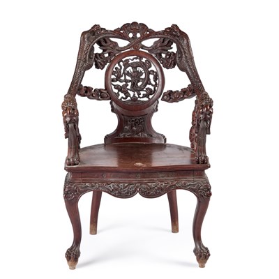 Lot 1239 - A CHINESE HONGMU ARMCHAIR