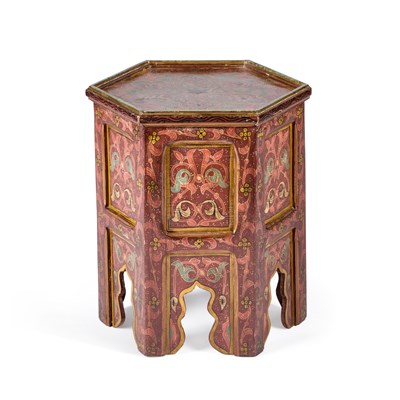 Lot 1071 - A NORTH AFRICAN PAINTED OCTAGONAL OCCASIONAL TABLE