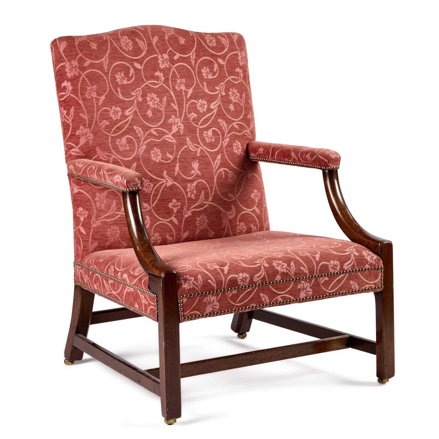 Lot 1235 - A GEORGE III MAHOGANY LIBRARY CHAIR