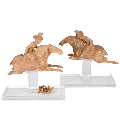 Lot 495 - A PAIR OF CHINESE TANG STYLE FIGURES