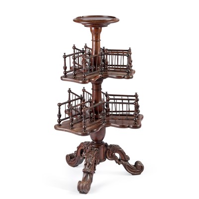 Lot 995 - A VICTORIAN ROSEWOOD REVOLVING FOLIO STAND