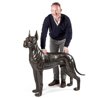 Lot 855 - A LARGE BRONZE MODEL OF A GREAT DANE