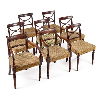 Lot 1002 - EIGHT REGENCY MAHOGANY DINING CHAIRS