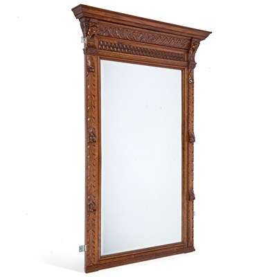 Lot 1262 - TWO LATE VICTORIAN CARVED OAK WALL MIRRORS