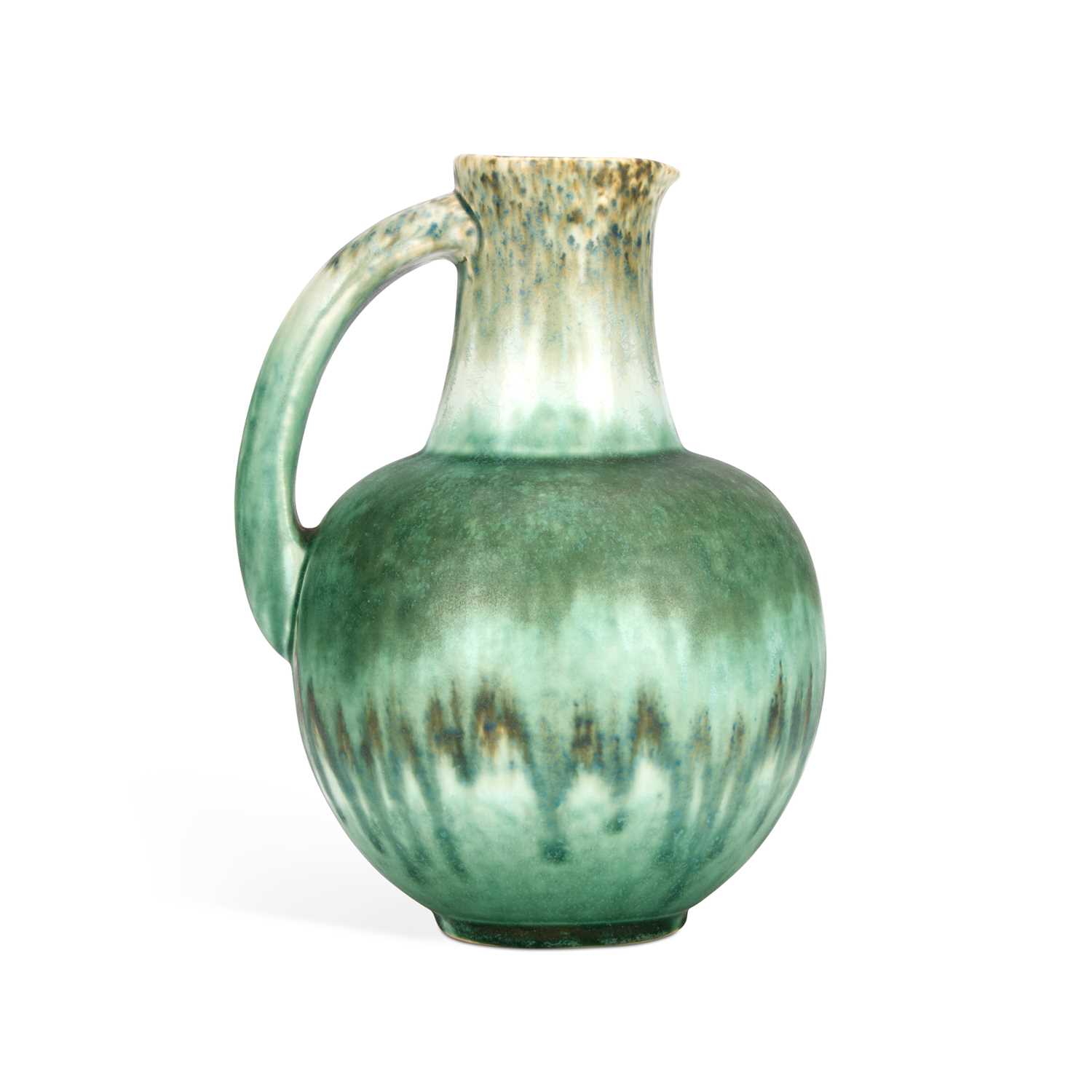 Lot 77 - A RUSKIN GREEN-GLAZED CRYSTALLINE POTTERY JUG