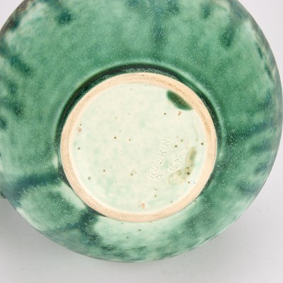 Lot 77 - A RUSKIN GREEN-GLAZED CRYSTALLINE POTTERY JUG