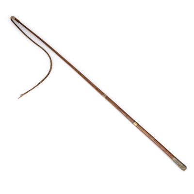 Lot 12 - AN EDWARDIAN CANE RIDING WHIP