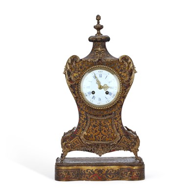 Lot 1148 - A 19TH CENTURY BOULLEWORK MANTEL CLOCK