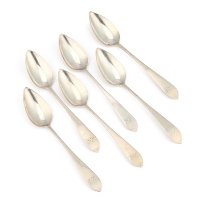Lot 412 - GREENOCK: A SET OF SIX EARLY 19TH CENTURY SCOTTISH PROVINCIAL SILVER TEASPOONS