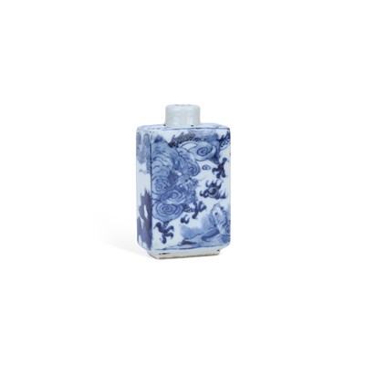 Lot 509 - A CHINESE BLUE AND WHITE PORCELAIN RECTANGULAR SNUFF BOTTLE