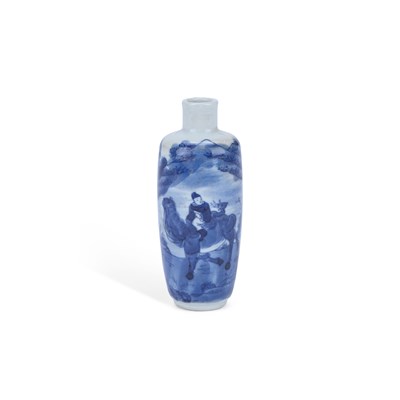 Lot 495 - A CHINESE BLUE AND WHITE PORCELAIN SNUFF BOTTLE