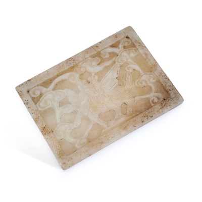 Lot 527 - A CHINESE JADE RECTANGULAR PLAQUE
