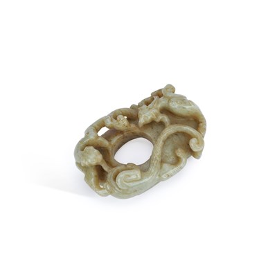 Lot 556 - A CHINESE JADE ‘CHILONG’ OPENWORK PENDANT