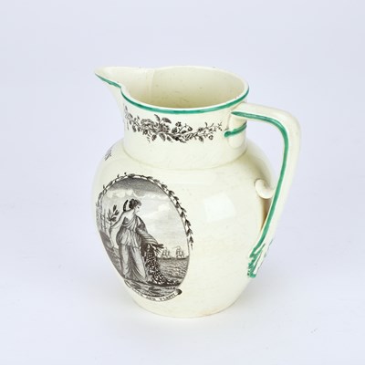 Lot 74 - AN ENGLISH CREAMWARE ACT OF UNION HARVEST JUG