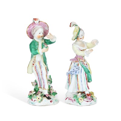 Lot 142 - A PAIR OF BOW PORCELAIN FIGURES