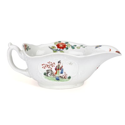 Lot 187 - A RARE WORCESTER PORCELAIN SAUCEBOAT