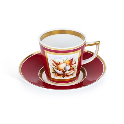 Lot 128 - A ROCKINGHAM PORCELAIN CUP AND SAUCER
