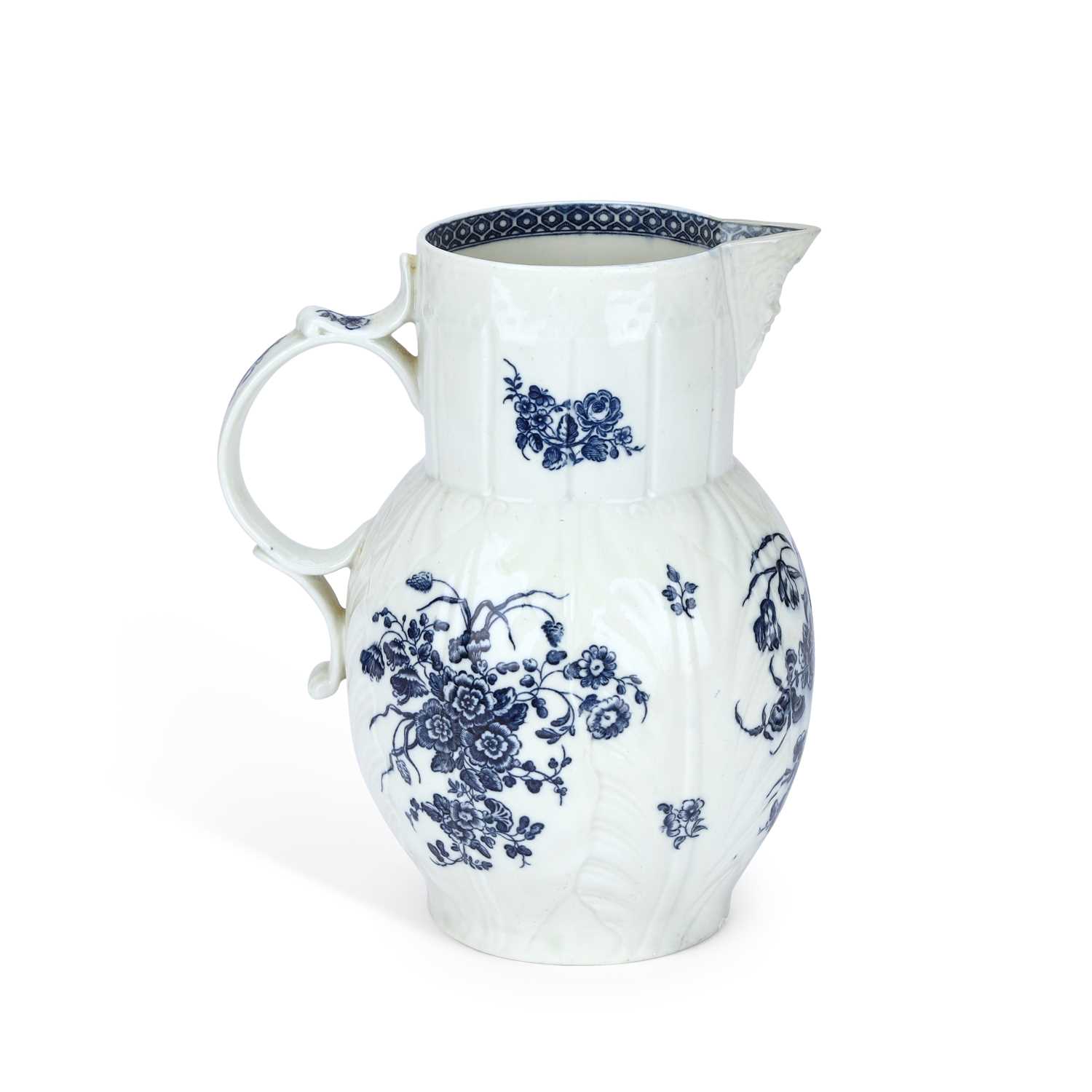 Lot 87 - A WORCESTER CABBAGE LEAF MOULDED MASK JUG