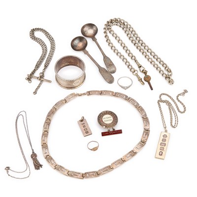 Lot 875 - A GROUP OF SILVER JEWELLERY AND SILVERWARE