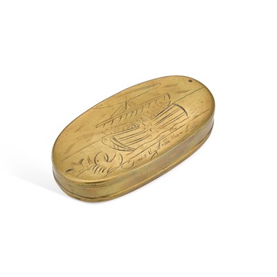 Lot 300 - A BRASS TOBACCO BOX