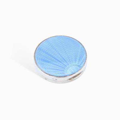 Lot 480 - AN ART DECO SILVER AND ENAMEL COMPACT