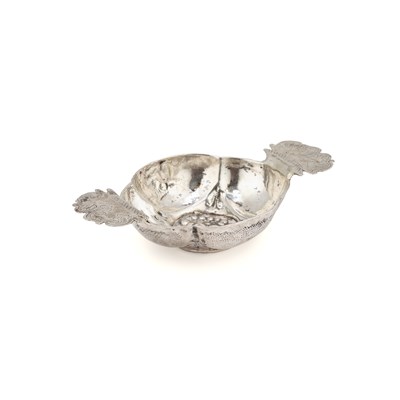 Lot 369 - A CONTINENTAL SILVER TWO-HANDLED WINE TASTER