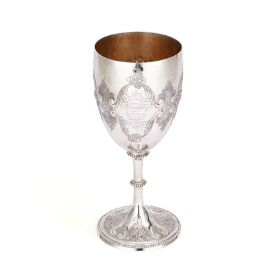 Lot 338 - A 19TH CENTURY INDIAN SILVER GOBLET