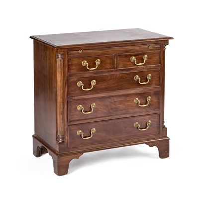 Lot 1168 - A GEORGE III STYLE MAHOGANY BACHELOR'S CHEST