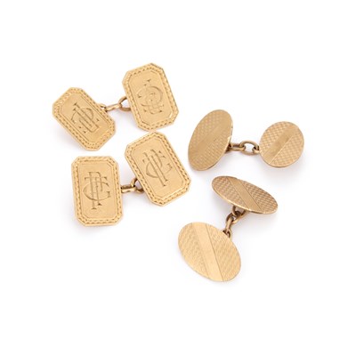 Lot 826 - TWO PAIRS OF 9 CARAT GOLD CUFFLINKS
