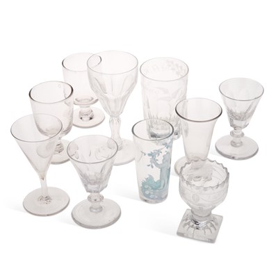 Lot 96 - A COLLECTION OF GEORGIAN AND LATER DRINKING GLASSES