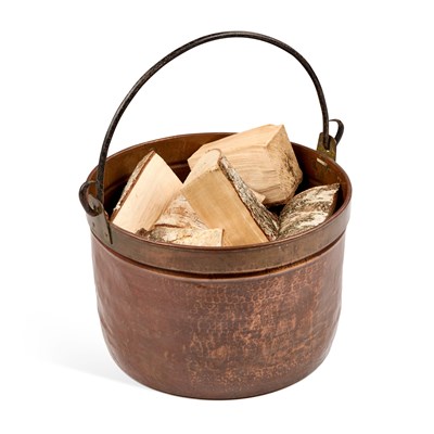 Lot 231 - A COPPER SWING-HANDLE LOG BIN