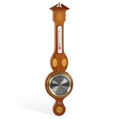 Lot 956 - A GEORGIAN STYLE INLAID BANJO BAROMETER