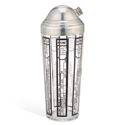 Lot 323 - AN ART DECO GLASS COCKTAIL SHAKER