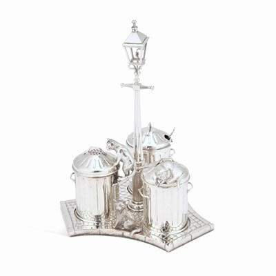 Lot 460 - AN ELIZABETH II SILVER NOVELTY CONDIMENT SET