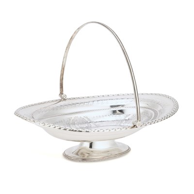 Lot 329 - AN EDWARDIAN SILVER-PLATED CAKE BASKET