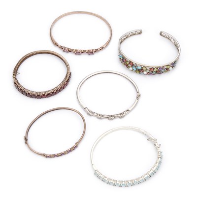 Lot 969 - A COLLECTION OF SILVER GEM-SET BANGLES
