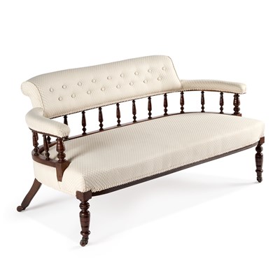 Lot 999 - AN EDWARDIAN WALNUT AND UPHOLSTERED SOFA