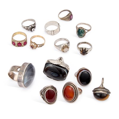 Lot 965 - A COLLECTION OF SILVER GEM-SET RINGS