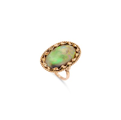 Lot 837 - A BOULDER OPAL DRESS RING
