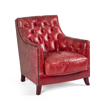 Lot 1194 - A TETRAD DEBUSSY VINTAGE STYLE RED LEATHER UPHOLSTERED CHESTERFIELD CLUB ARMCHAIR