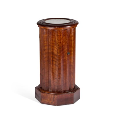 Lot 1061 - A VICTORIAN MARBLE-INSET MAHOGANY CYLINDRICAL POT CUPBOARD