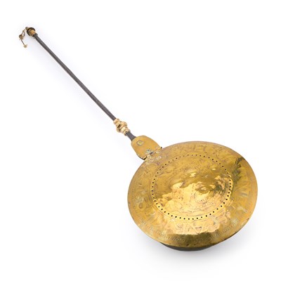Lot 306 - A CHARLES I BRASS AND IRON WARMING PAN