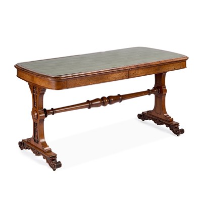 Lot 1202 - A VICTORIAN BURR OAK WRITING TABLE